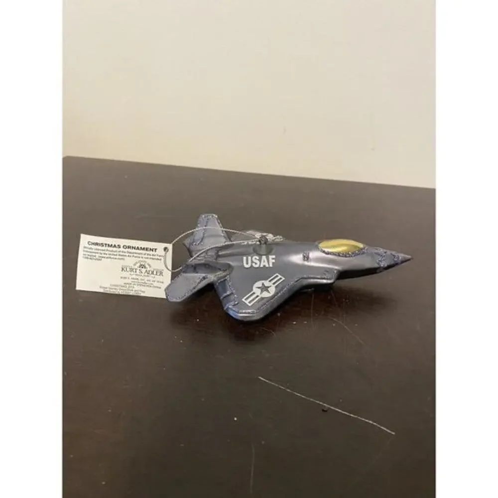 Kurt Adler USAF Fighter Jet Christmas Ornament‎ Blown Glass NWT US Air Force